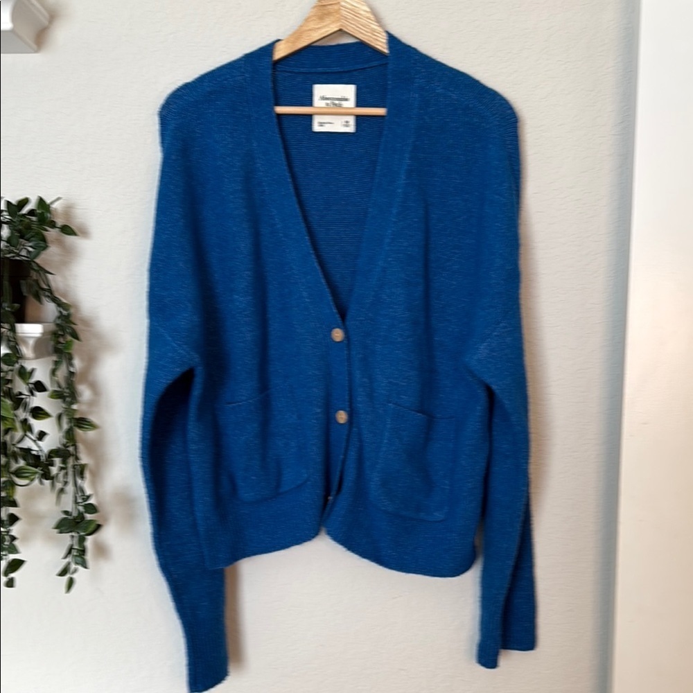 Abercrombie & Fitch Blue V-Neck Button Cardigan